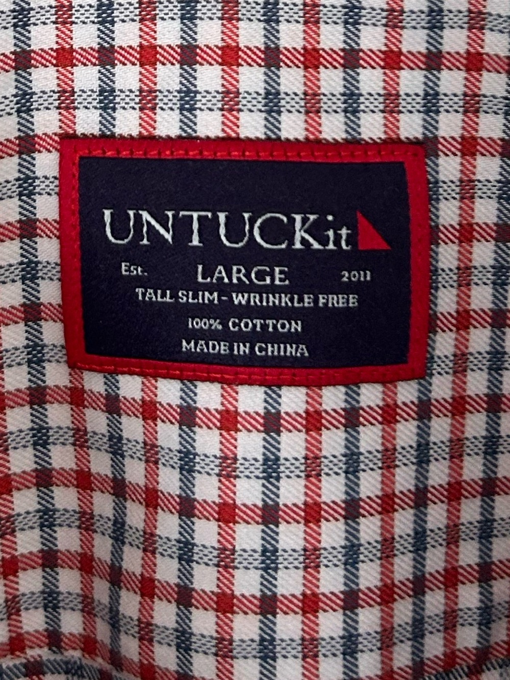 UNTUCKit Men’s Size L Tall Slim Fit Long Sleeve Button Down Check Shirt - Picture 3 of 12
